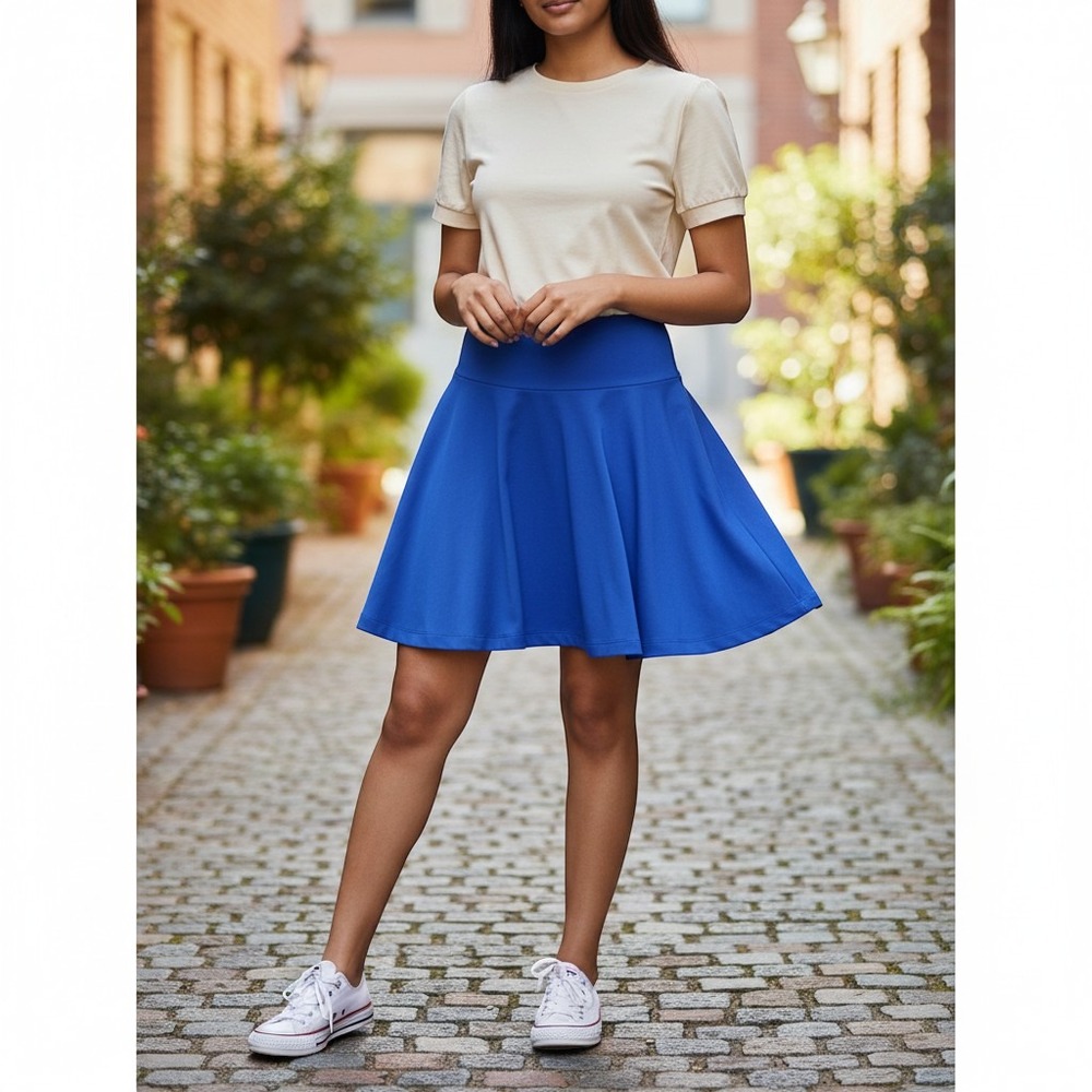Old Navy Skater Skirt Womens L Blue Flared Casual Everyday Summer Swing Mini